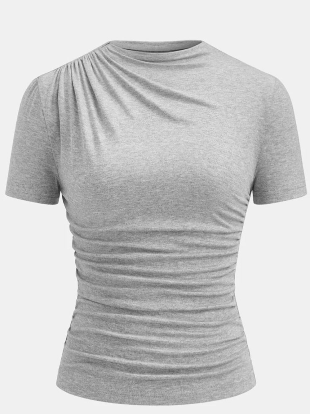 Commense Ruched Fitted Short Sleeve Top M